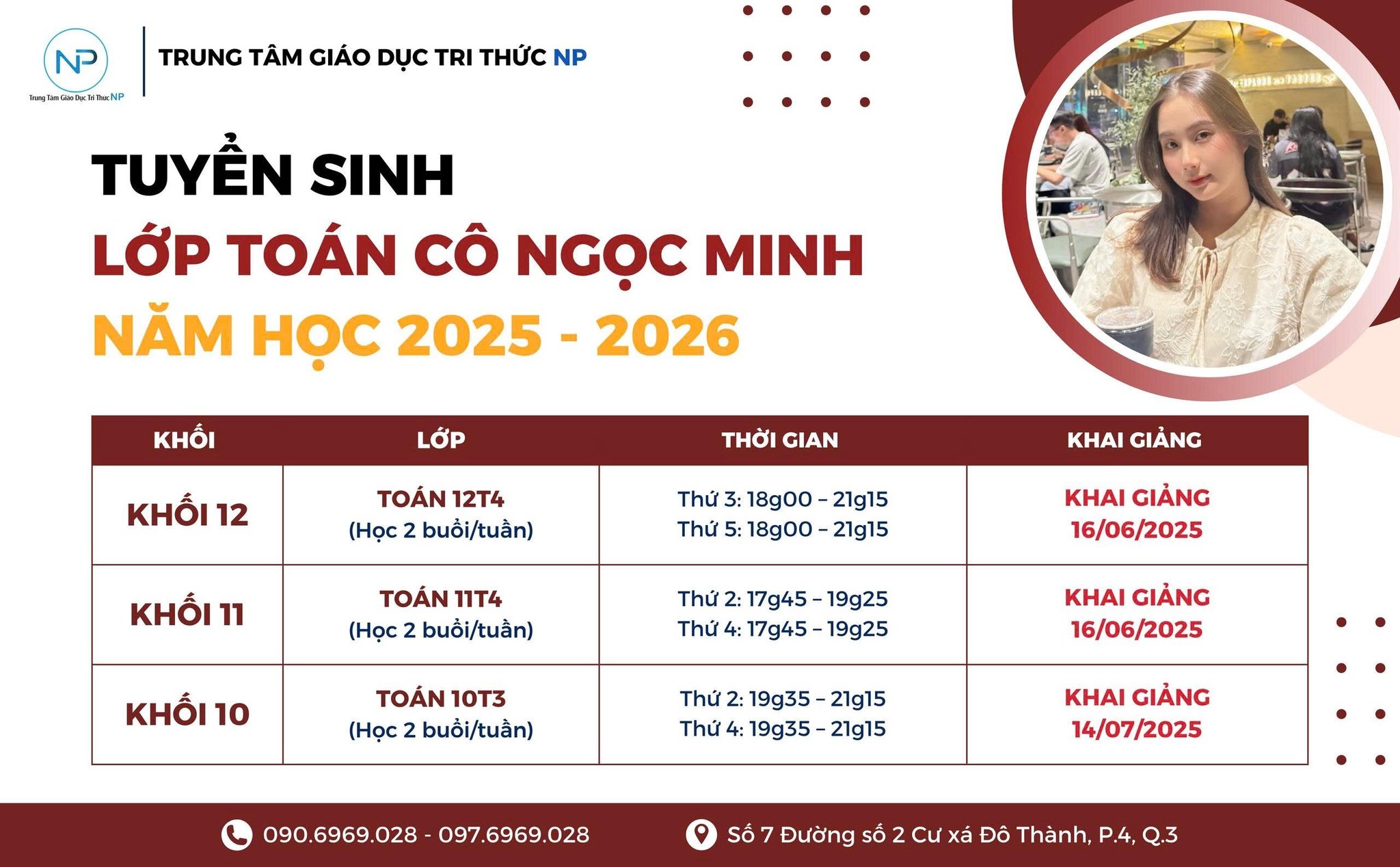 Tuyển sinh lớp Toán Cô Minh